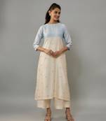 Maeve ivory hand woven chanderi co-ord set with pearl embroidery