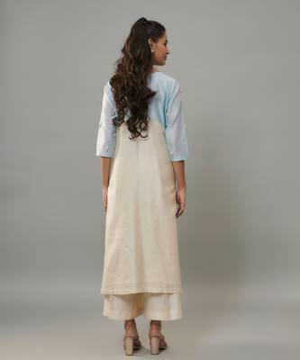 Maeve ivory hand woven chanderi co-ord set with pearl embroidery 3