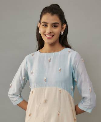 Maeve ivory hand woven chanderi co-ord set with pearl embroidery 4