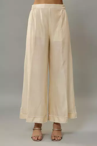 Azura ivory hand woven chanderi suit set with pearl embroidery