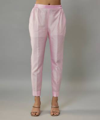 Ruelle powder pink hand woven chanderi co-ord set with pearl embroidery 5