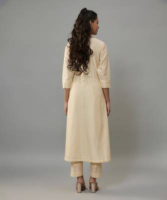 Eira ivory hand woven chanderi suit set with pearl embroidery 2