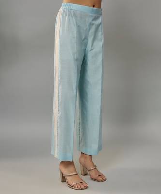Nishi powder blue hand woven chanderi co-ord set with pearl embroidery 5
