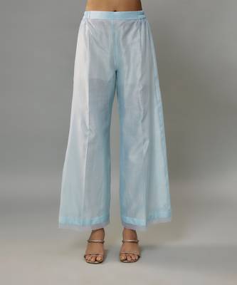 Yeva powder blue hand woven chanderi kaftan set with pearl embroidery 5