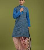 Casual style cotton kurta with kantha stitch dhoti set