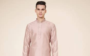 Pink Plain Kurta pajama for men 2