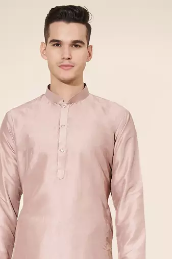 Pink Plain Kurta pajama for men
