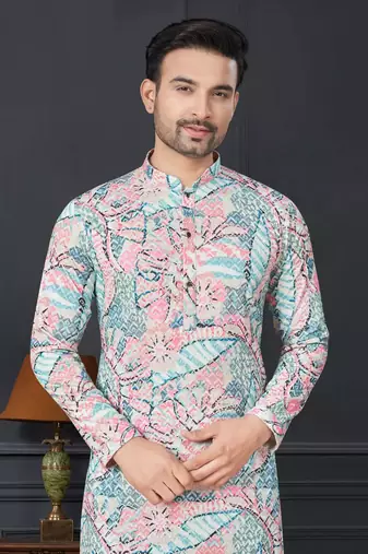 Embroidered kurta pajama for men
