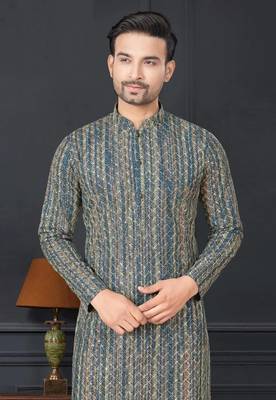 Embroidered kurta pajama for men 2