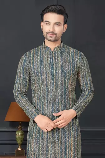 Embroidered kurta pajama for men