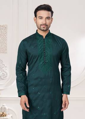 Embroidered kurta pajama for men 2