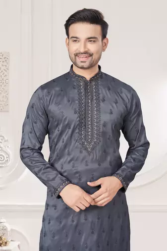 Embroidered kurta pajama for men