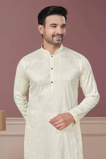 Embroidered kurta pajama for men