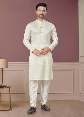 Embroidered kurta pajama for men 3