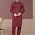 Maroon Embroidered Kurta pajama for men