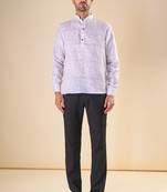 Purple Cotton Linen short kurta for mens