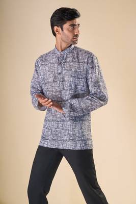 Grey Embroidered short kurta collections 1