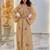 Beige color Handmade Moroccan Kaftan with hijjab