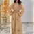 Beige color Handmade Moroccan Kaftan with hijjab