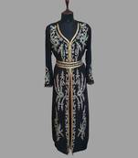 Black color luxurious Handmade Moroccan Kaftan with hijjab