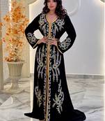 Black color Handmade Moroccan Kaftan with hijjab