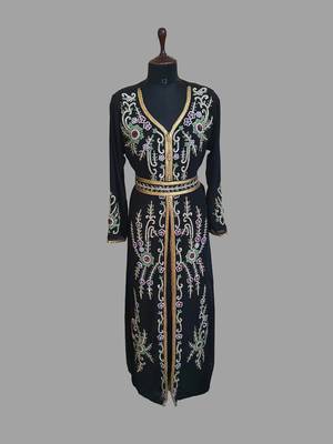 Black color Handmade Moroccan Kaftan with hijjab 3