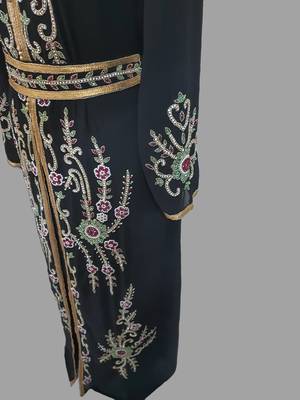 Black color Handmade Moroccan Kaftan with hijjab 4