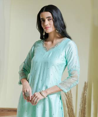 Sea green 2 piece kurta set 2