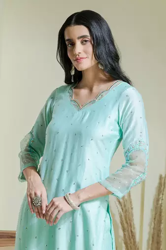 Sea green 2 piece kurta set