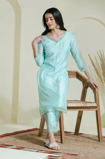 Sea green 2 piece kurta set