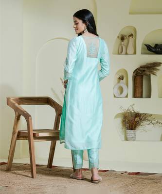 Sea green 2 piece kurta set 4