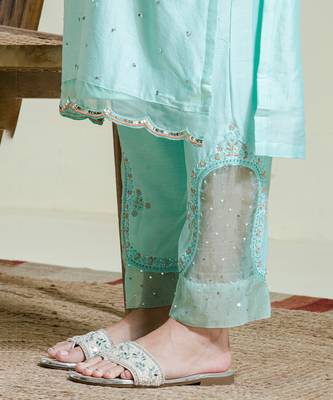Sea green 2 piece kurta set 5