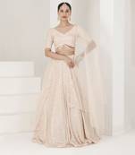 Peach Chikankari Work Lehenga Set