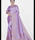 Magenta woven dola silk blend saree with blouse