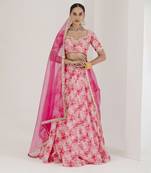 Blush Pink Organza Floral Embroidered Lehenga Set