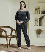 Black embroidered co-ord set