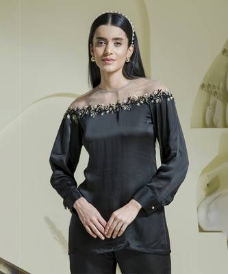 Black embroidered co-ord set 2