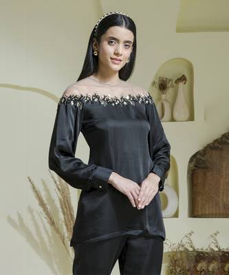 Black embroidered co-ord set 3