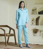 Sky blue heart embroidered co-ord set