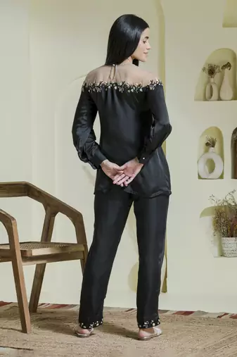 Black embroidered co-ord set