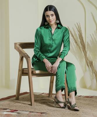Emarld green embroidered co-ord set 1