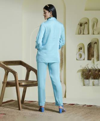 Sky blue heart embroidered co-ord set 5