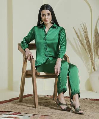 Emarld green embroidered co-ord set 3