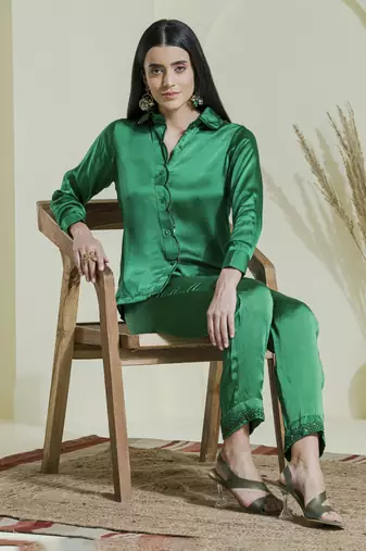 Emarld green embroidered co-ord set