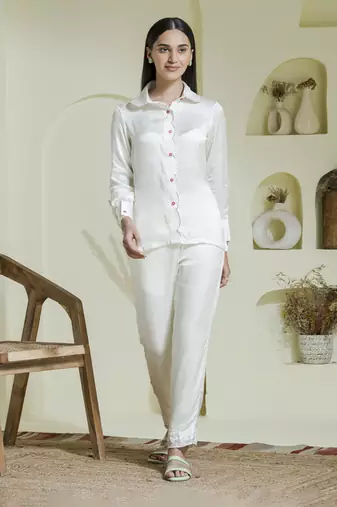 White multi coloured embroidered co-ord set