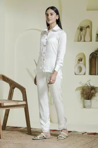 White multi coloured embroidered co-ord set