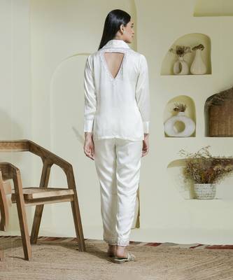 White multi coloured embroidered co-ord set 5