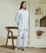 Powder blue hand embroidered co-ord set