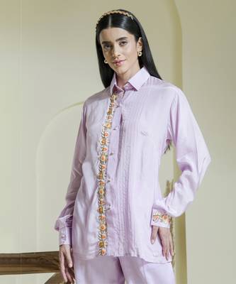 Lilac hand embroidered co-ord set 2