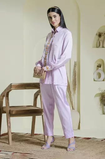 Lilac hand embroidered co-ord set